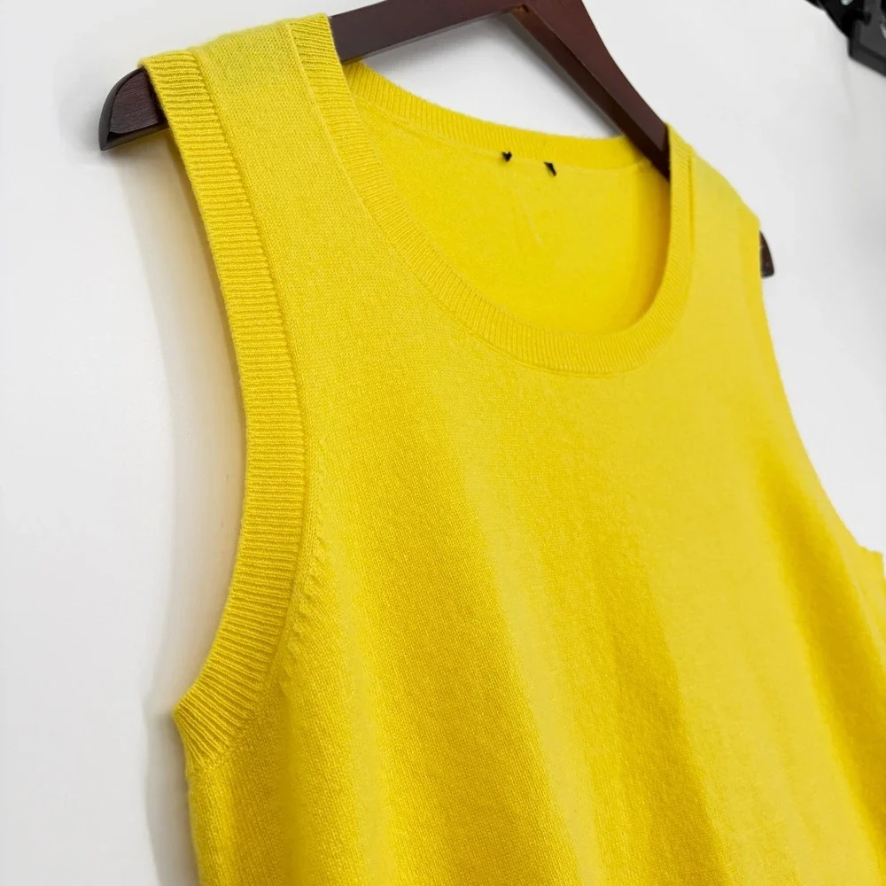 Talbots Womens‎ Dandelion Yellow 100% Cashmere Sleeveless V-Neck Sweater Vest L